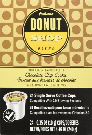 Authentic Donut Shop Blend Chocolate Chip Cookie Single Cup Coffee for Keurig K Cup Brewers, 24Count